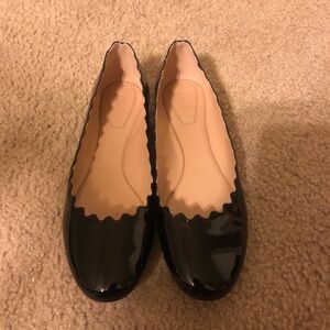 New Chloe Lauren scallop flats in patent black